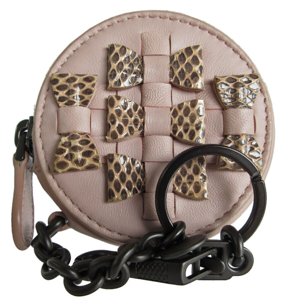 Bottega Veneta coin case Wallet Intrecciato leather metal pink Beige Cream